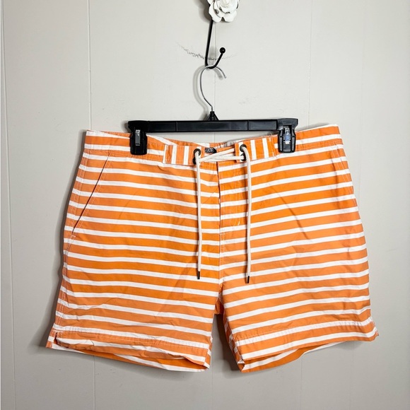 Polo Ralph Lauren lined swim shorts trunks size 36 orange white stripe - Picture 1 of 4